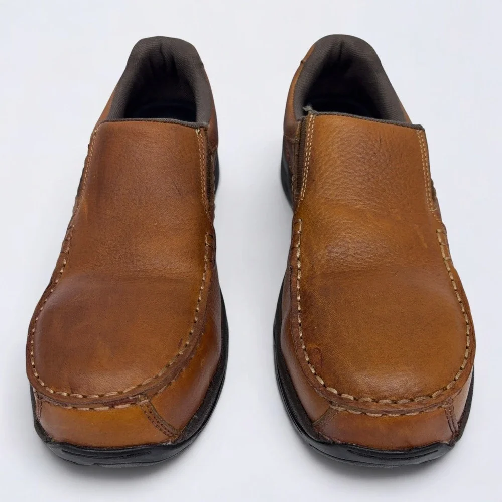 Rockport Works Extreme Slip On Shoes Mens 11 Brown Leather Composite Toe Loafer